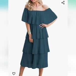 ⭐️40% Off⭐️ Teal Pleates Tiered Dress